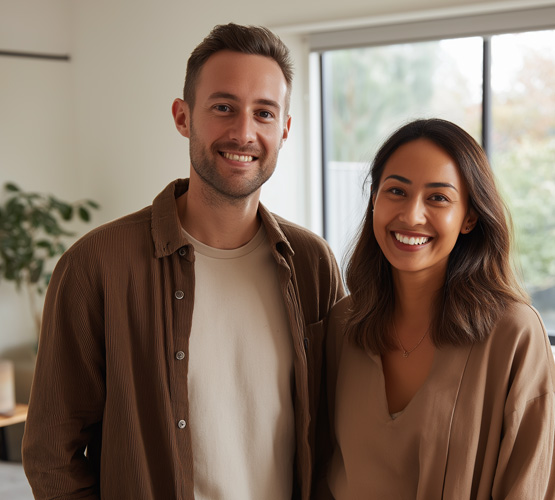 Happy couple representing successful marriage relationship