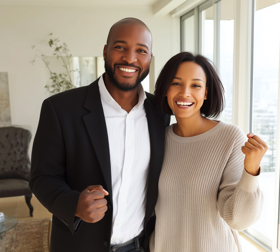 Happy couple representing successful marriage relationship